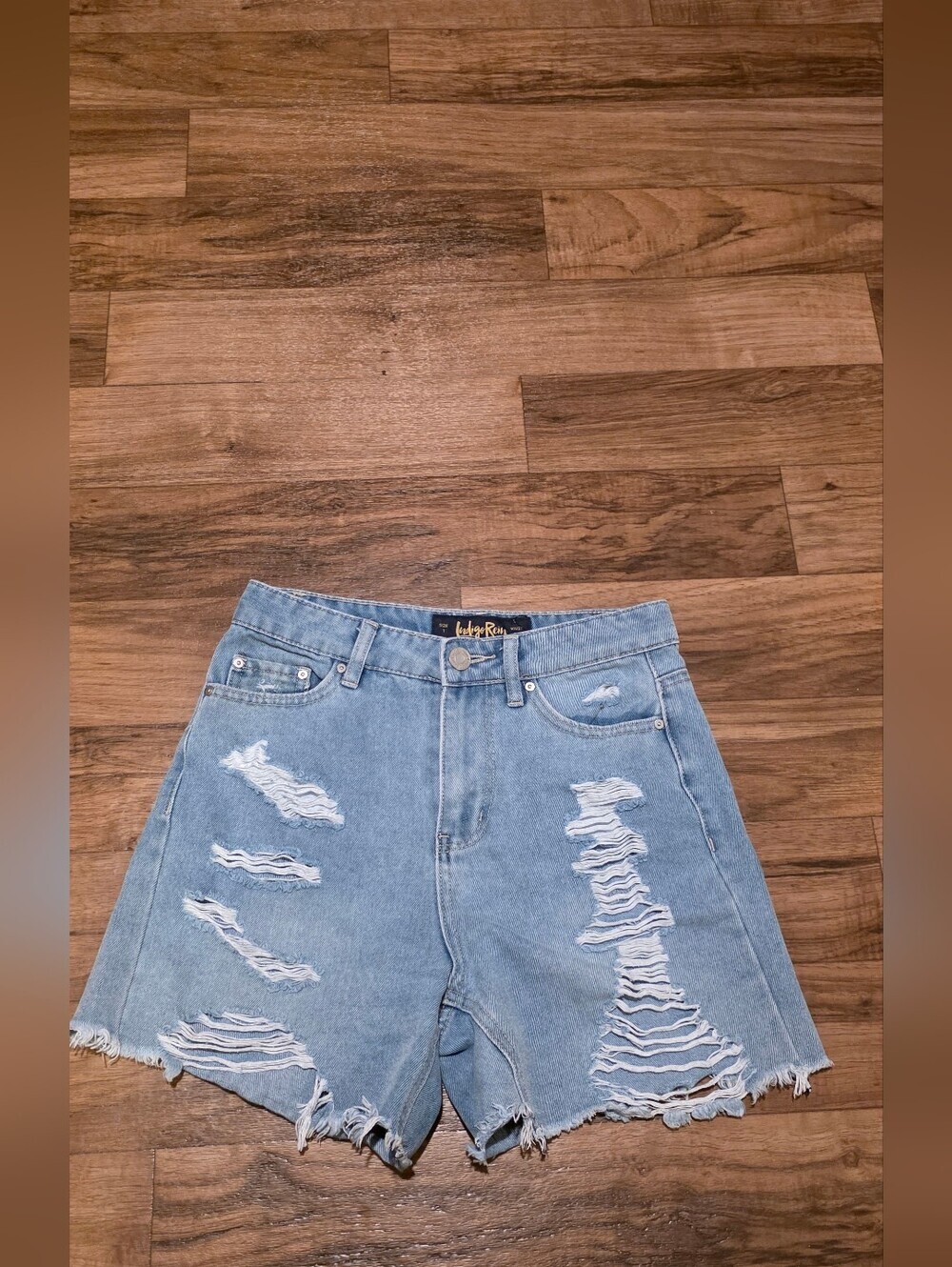 Light Blue Distressed Denim Shorts - Unknown Brand